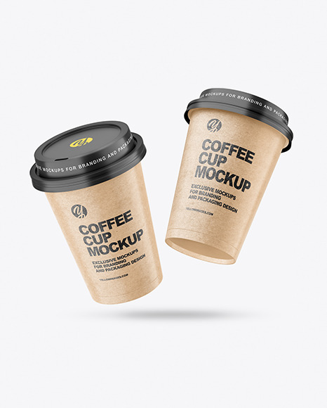 Two Kraft Coffee Cups Mockup