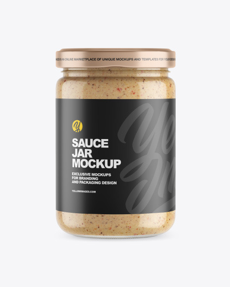 Clear Glass Jar w/ Sauce Mockup