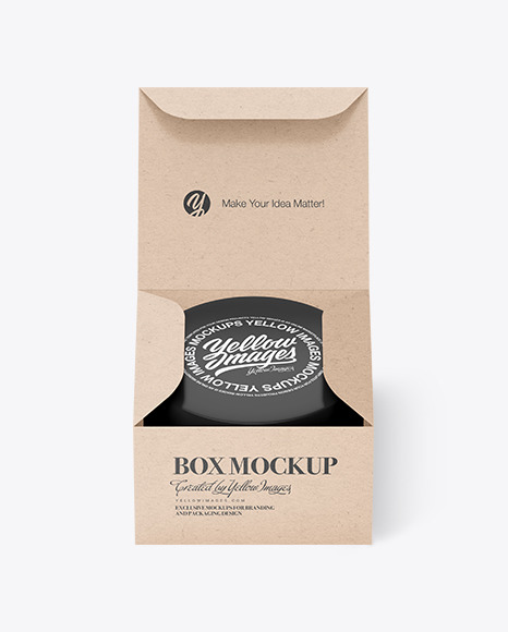 Kraft Paper Box with Cosmetic Jar Mockup