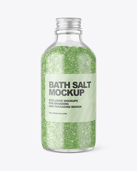 Glass Bottle with Bath Salt Mockup