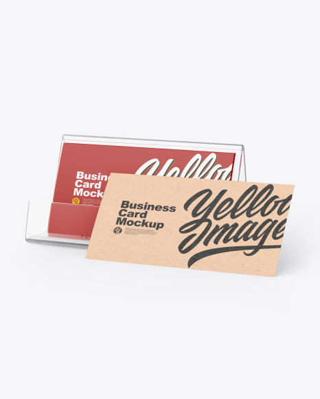 Business Cards w/ Transparent Holder Mockup
