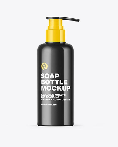 Glossy Soap Bottle with Pump Mockup