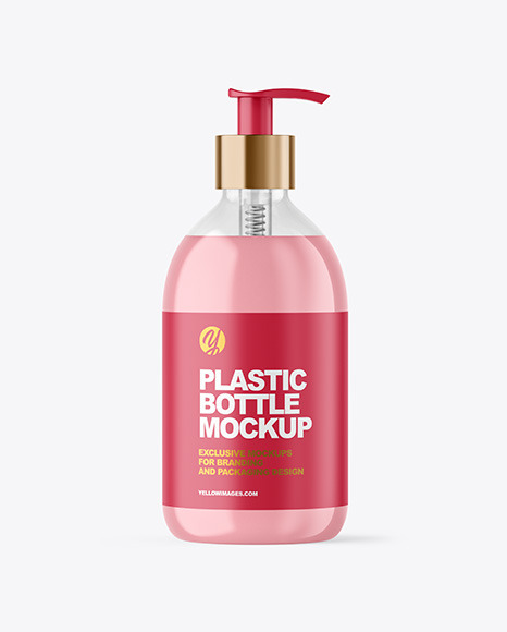 Clear Liquid Soap Bottle with Pump Mockup