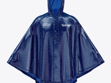 Poncho Raincoat w/ Water Drops Mockup