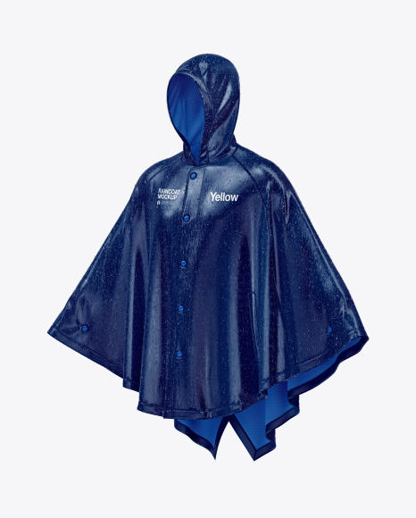 Poncho Raincoat w/ Water Drops Mockup