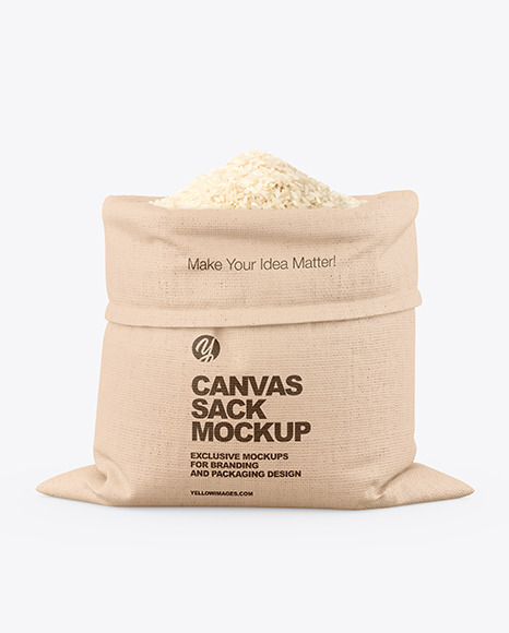 Canvas Sack with Rice Mockup