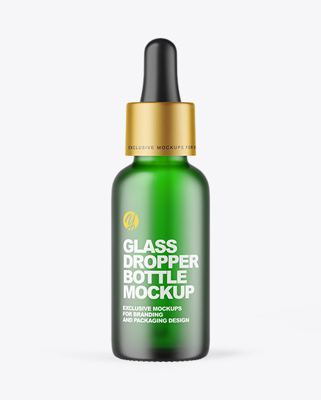 Frosted Green Glass Dropper Bottle Mockup