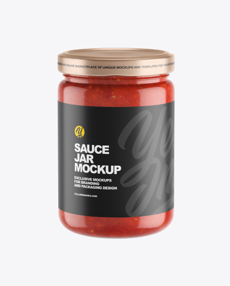 Clear Glass Jar w/ Tomato Sauce Mockup