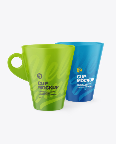 Two Matte Cups Mockup