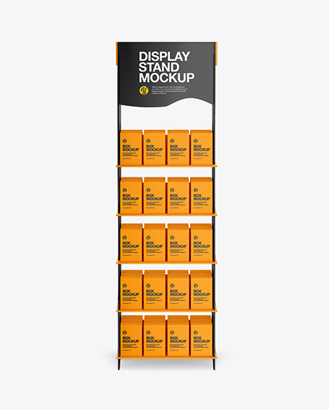 Glossy Display Stand w/ Boxes Mockup