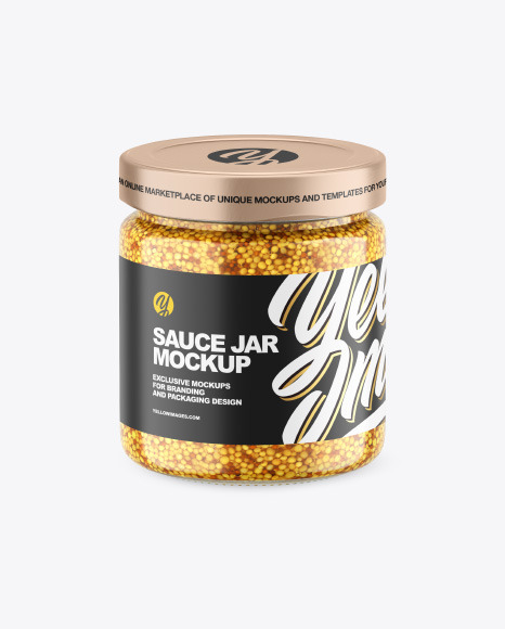 Clear Glass Jar w/ Wholegrain Mustard Mockup