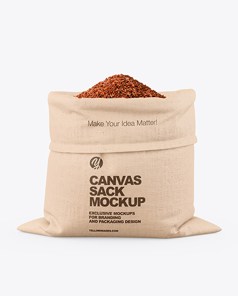 Canvas Sack with Red Rice Mockup