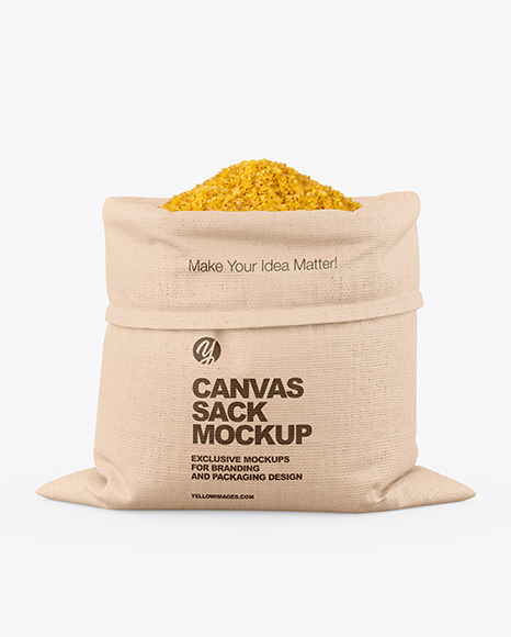 Canvas Sack with Bulgur Mockup