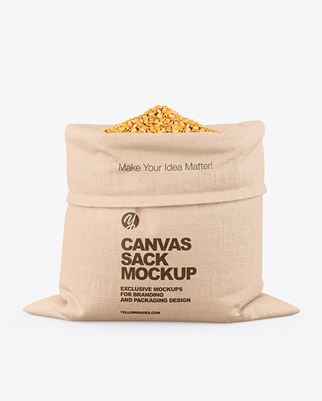 Canvas Sack with Dried Yellow Peas Mockup