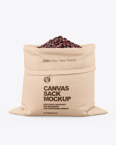 Canvas Sack with Red Beans Mockup