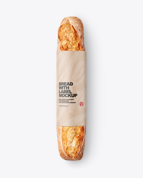 Baguette Bread with Label Mockup
