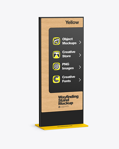 Wayfinding Stand With Wooden Desk Mockup