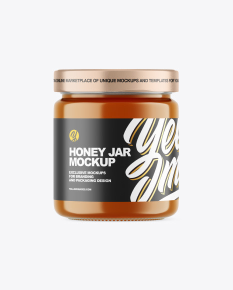 Clear Glass Raw Honey Jar Mockup