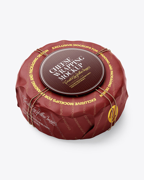 Cheese Wheel Wrapped In Paper Mockup