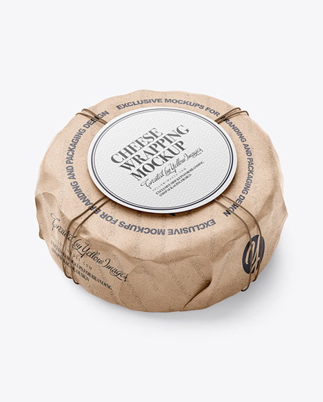 Cheese Wheel Wrapped In Kraft Paper Mockup