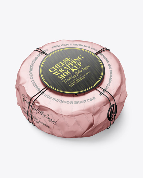 Cheese Wheel Wrapped In Metallized Paper Mockup