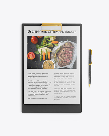 Clipboard with Pen Mockup