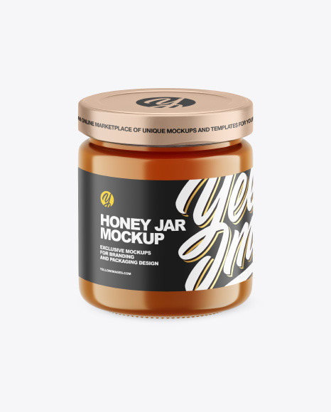 Clear Glass Raw Honey Jar Mockup