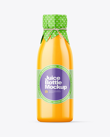 Orange Juice Bottle With Wrapped Paper Cap Mockup