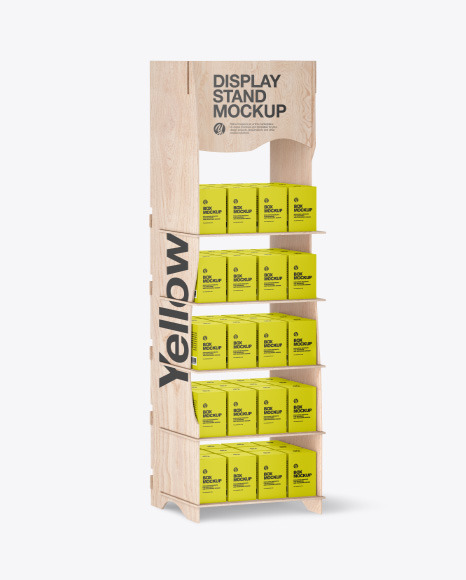Wooden Display Stand w/ Boxes Mockup