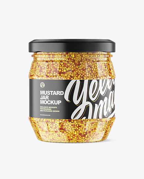 Clear Glass Jar w/ Mustard Mockup