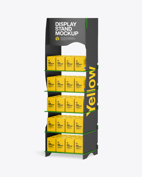 Plastic Display Stand w/ Boxes Mockup