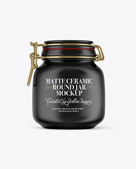 Matte Ceramic Jar w/ Clamp Lid Mockup