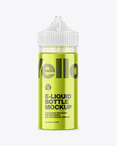 Metallic E-Liquid Bottle w/ Frosted Cap Mockup