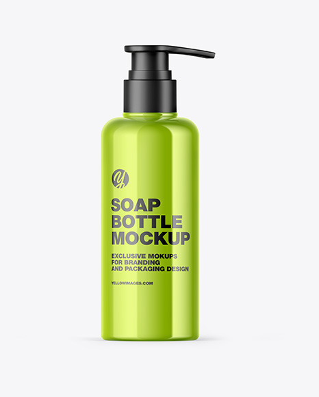 Metallic Soap Bottle with Pump Mockup
