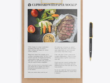 Wooden Clipboard with Pen Mockup