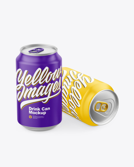Two Matte Drink Cans Mockup