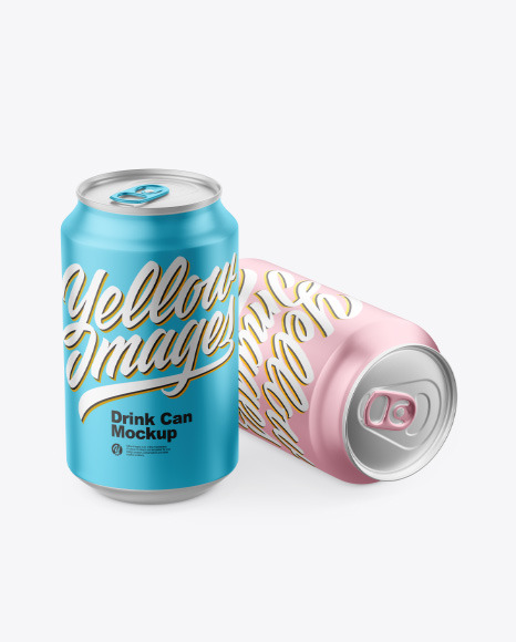 Two Metallic Drink Cans Mockup