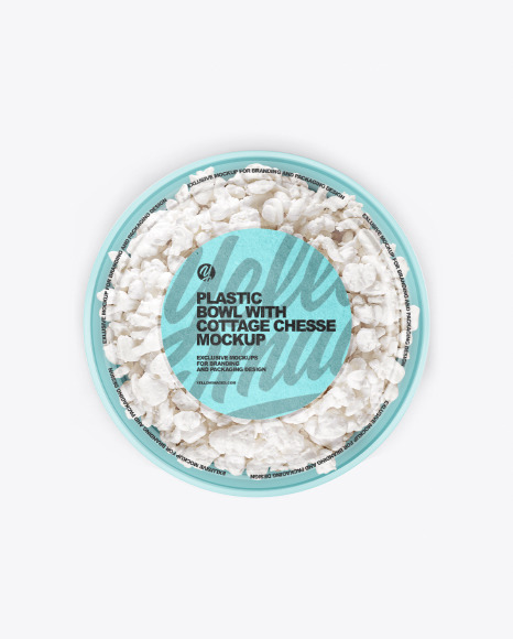 Plastic Bowl with Cottage Cheese Mockup