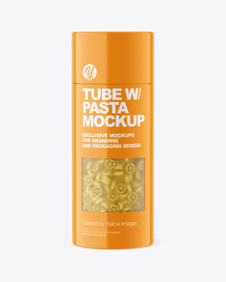 Glossy Paper Tube w/ Ruote Pasta Mockup