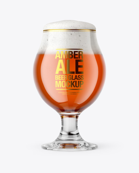 Tulip Glass With Amber Ale Beer Mockup
