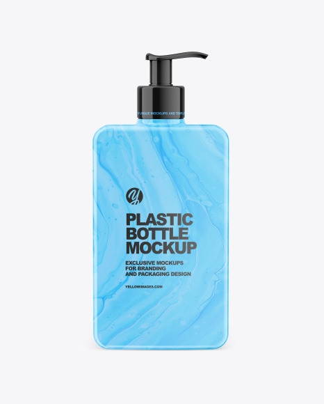 Plastic Square Bottle with Pump Mockup