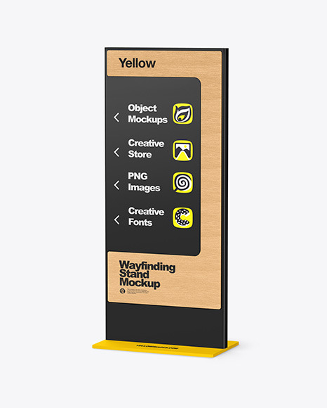 Wayfinding Stand With Wooden Frame Mockup
