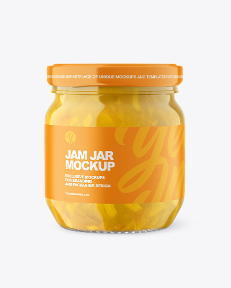 Glass Jar with Lemon Jam Mockup