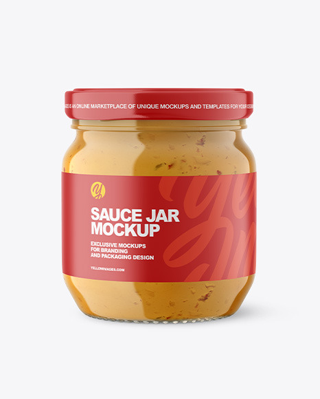 Glass Jar with Sauce Mockup