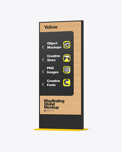 Wayfinding Stand With Wooden Frame Mockup