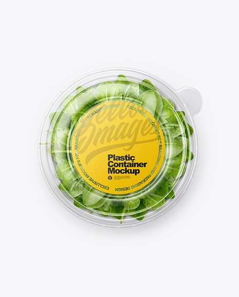 Paper Container With Salad & Transparent Cap Mockup