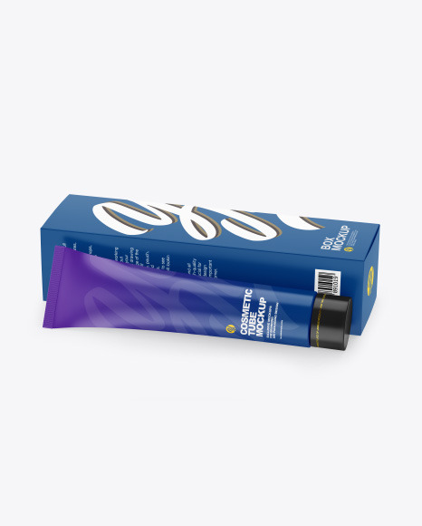 Matte Cosmetic Tube w/ Paper Box Mockup