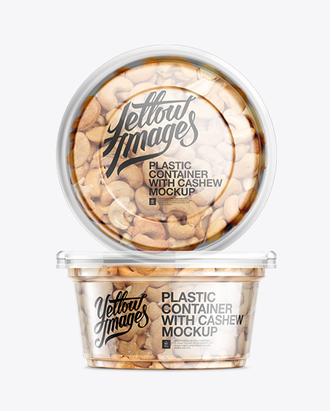 200g Clear Plastic Food Container w/ Cashew Mockup