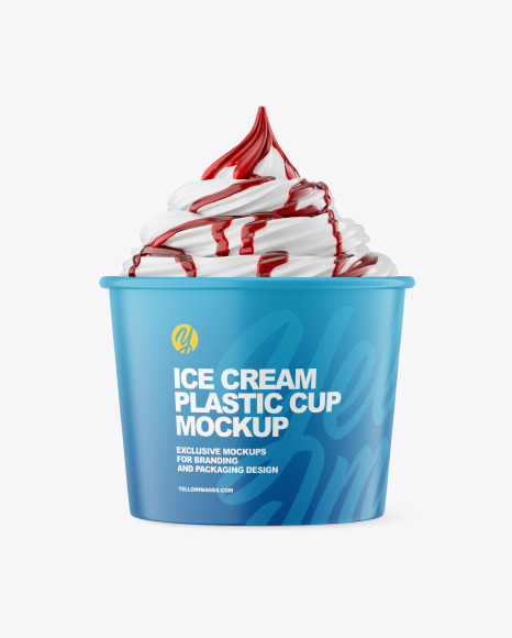 Ice Cream Matte Cup w/ Berry Topping Mockup