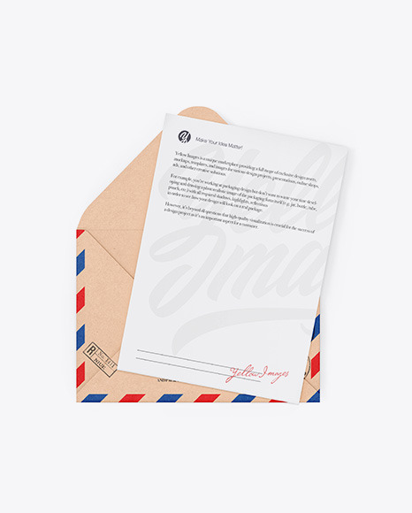 Kraft Envelope W/ Paper Mockup